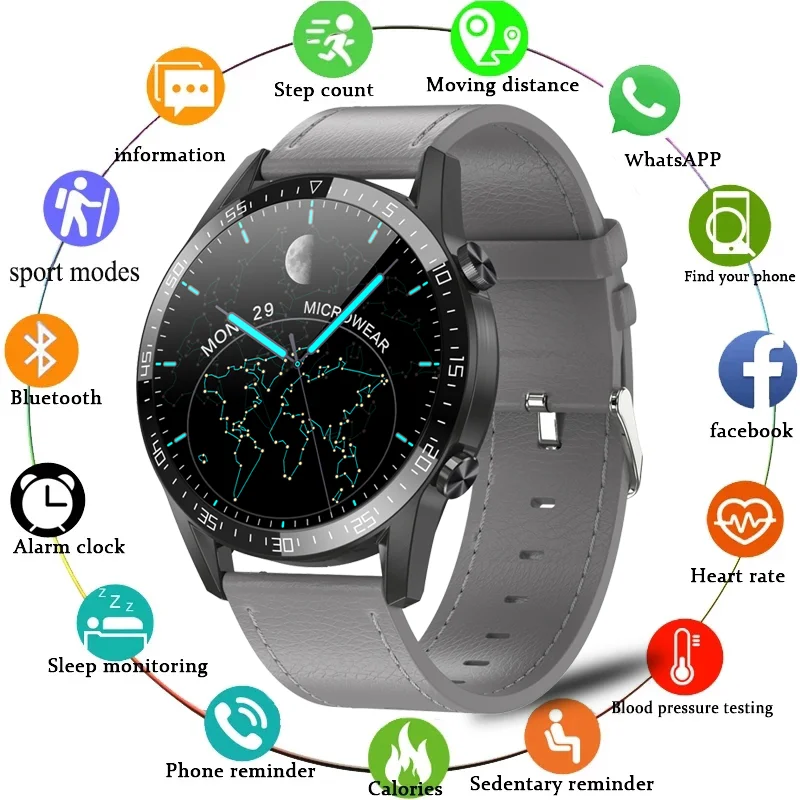 

2021 Sport Bluetooth Call Smart Watch Men Spin Button Full Touch Screen IP68 Waterproof Heart Rate Smartwatch For Huawei GT2 Pro