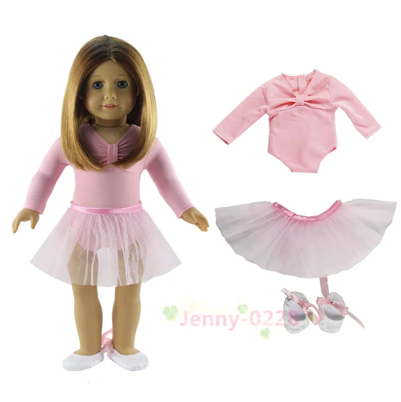 

Hot Pink Ballet Dress 3in1 Set Doll Clothes Top+skirt+shoes for 18" American Doll