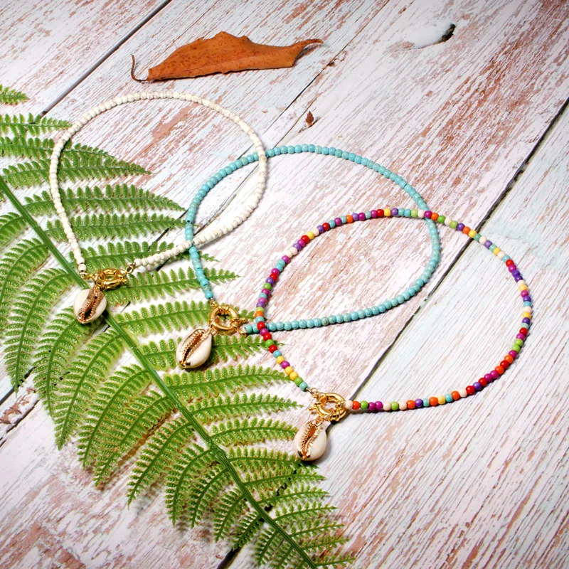 Ручная работа цветной бисер чокер для женщин Модный богемный летний шикарный