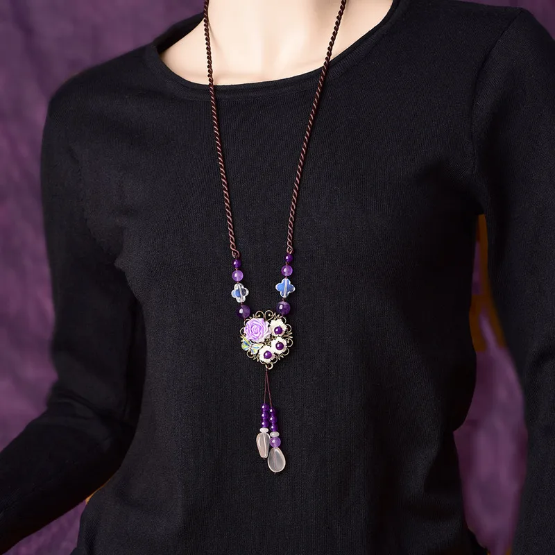 

Autumn Winter New Ethnic Sweater Chain 2020 Trend Retro Necklace Long Pendant Necklaces Female Clothes Accessories Women Jewelry