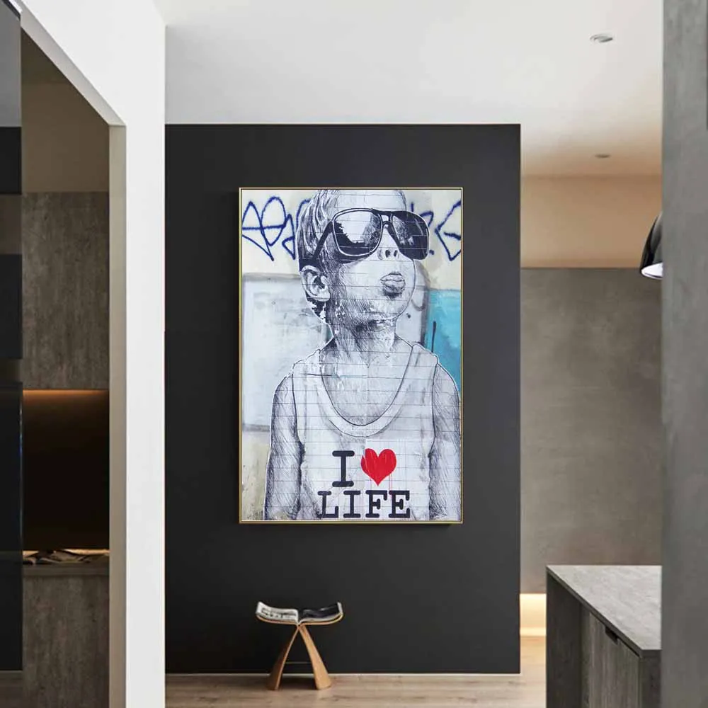 Картины для дома абстрактные граффити на холсте улица мальчика художественные