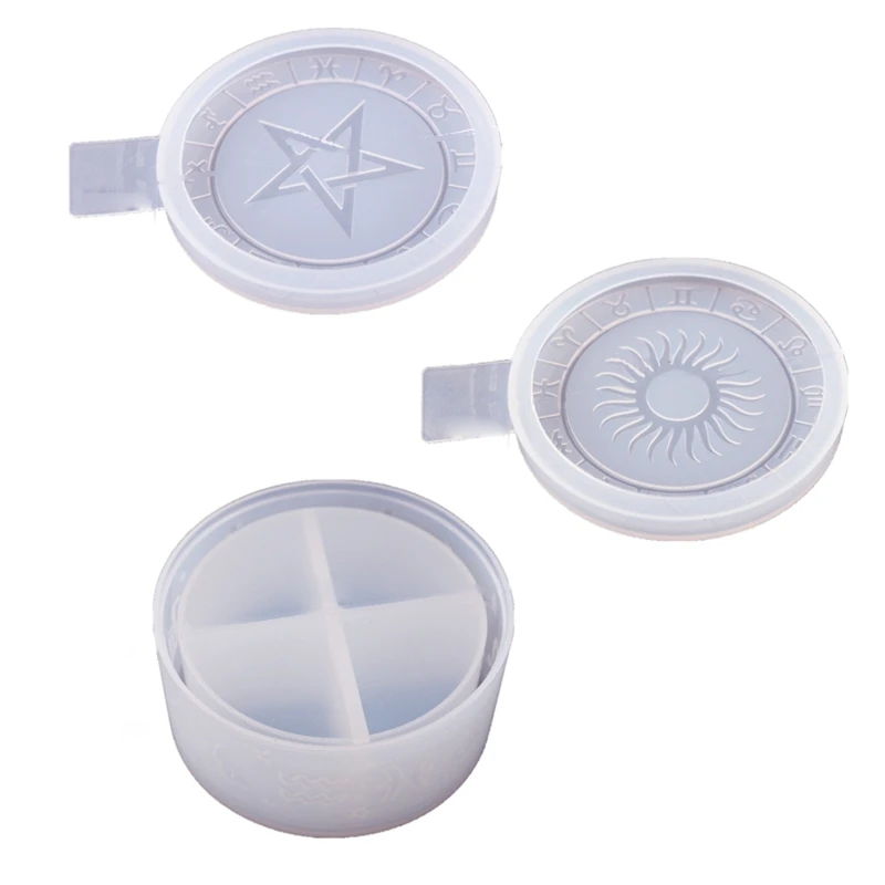 

12 Constellation Storage Box Epoxy Resin Casting Mold with Sun Star Lids Molds