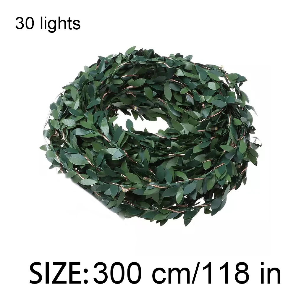 

Artificial Leaf Garland Decorations Green With LED Copper Wire Fairy String Lights For Christmas Garland Indoor Decoration Lamp