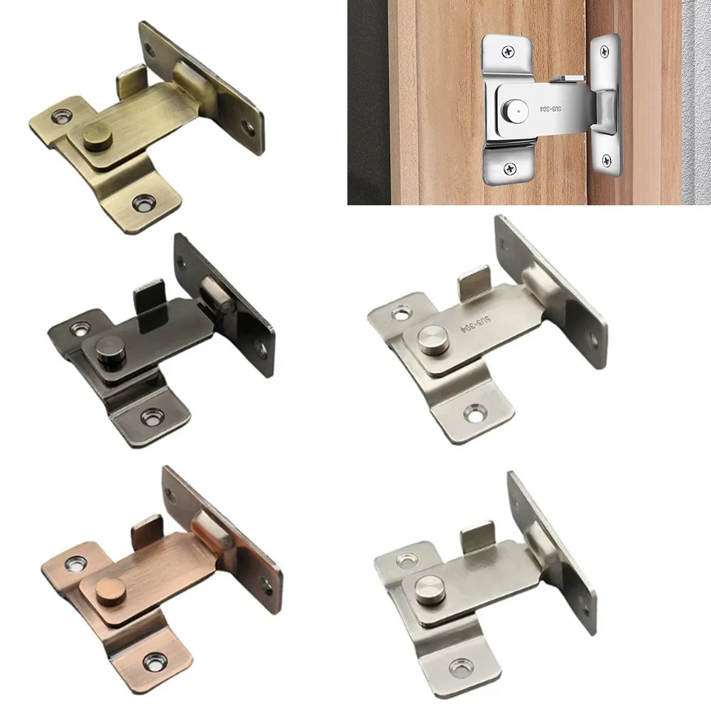 

Door Lock Buckle Stainless Steel Door Latch 90 Degree Right Angle Security Sliding Chain Lock Anti-theft Latch Sliding Door Plug