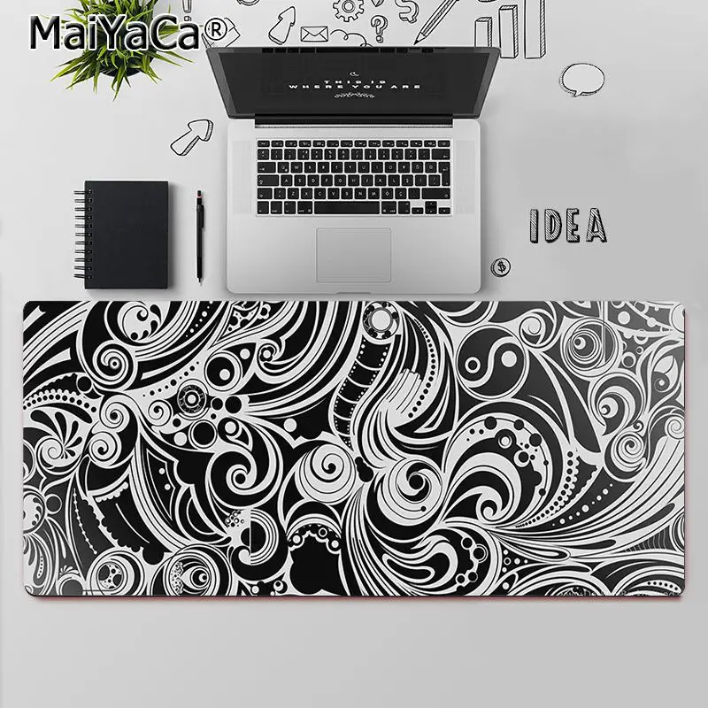 

MaiYaCa Top Quality Black And White Abstract gamer play mats Mousepad Free Shipping Large Mouse Pad Keyboards Mat