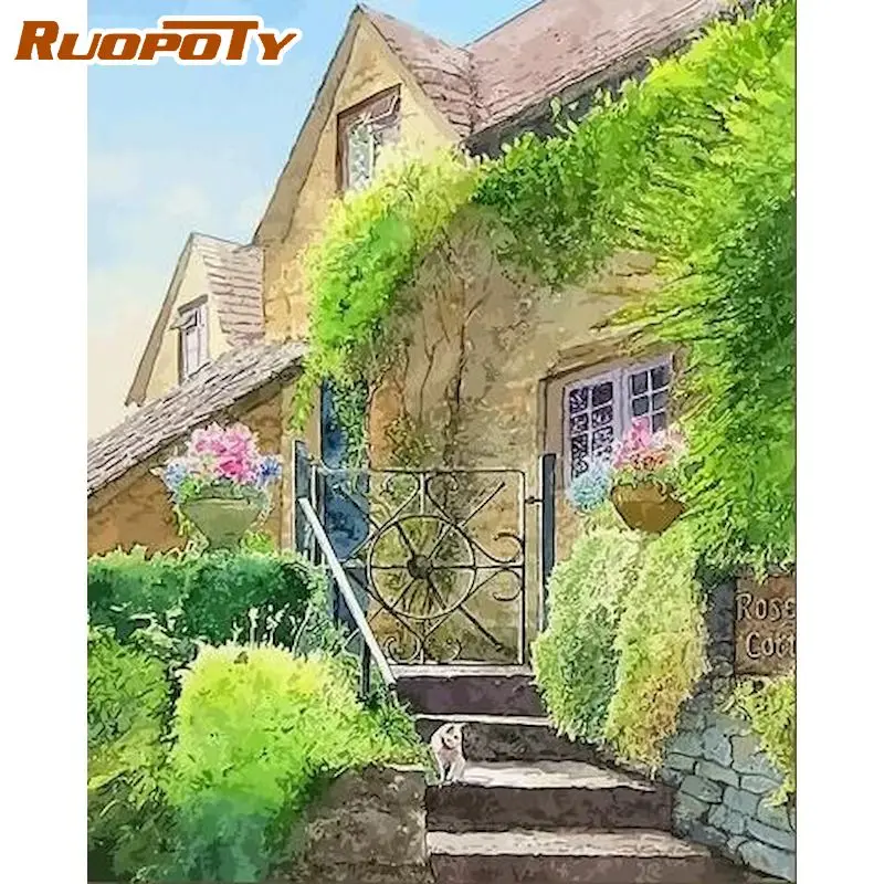 

RUOPOTY Acrylic Painting By Numbers Landscape For Adults With Frame 60x75cmModern Wall Art Picture By Numbers For Diy Gift