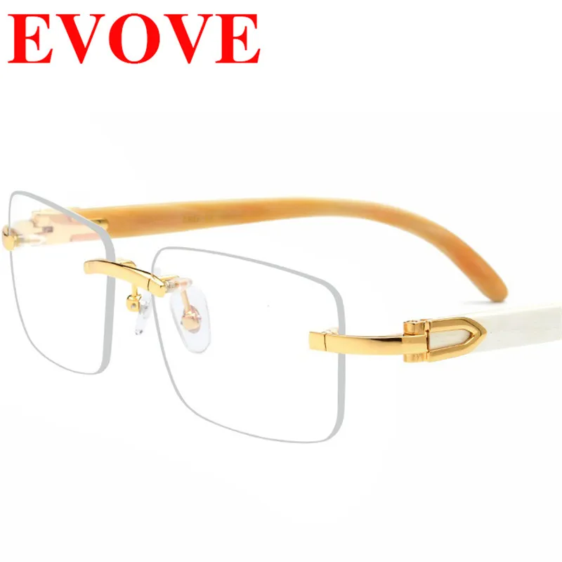 Evove рога буйвола очки для мужчин роскошный бренд натуральные белые оправа