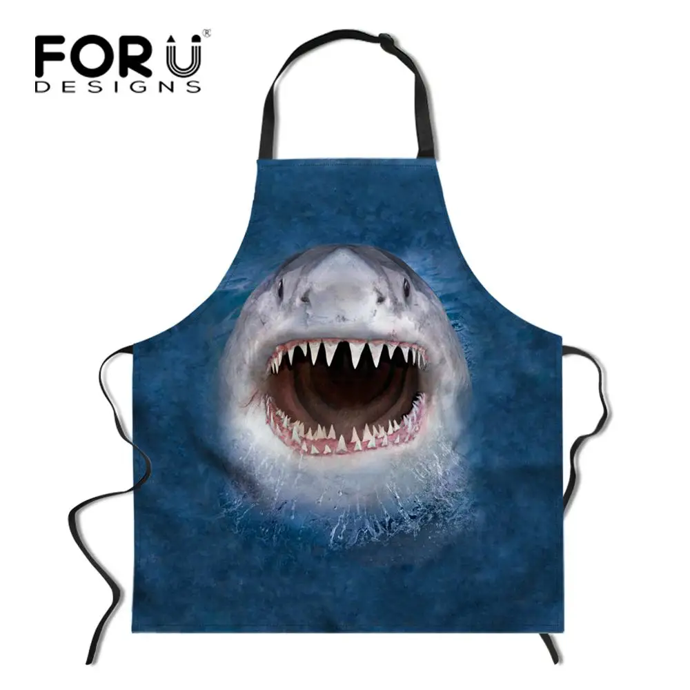 L4518R FORUDESIGNS Shark печать Регулируемый поварский фартук маслостойкий ужин вечерние выпечки Delantal для леди маникюр фартуки - Цвет: L4518R
