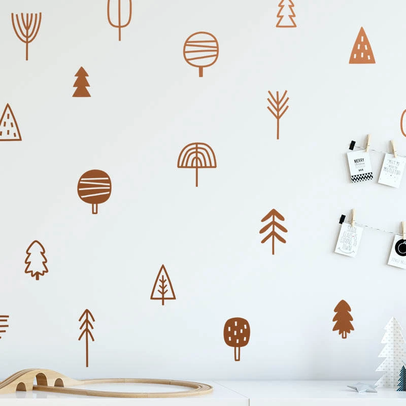 

Cute Woodland Pine Tree Wall Decals Nursery Art Decor Forest Vinyl Wall Stickers Kids Bedroom Natural Decoration