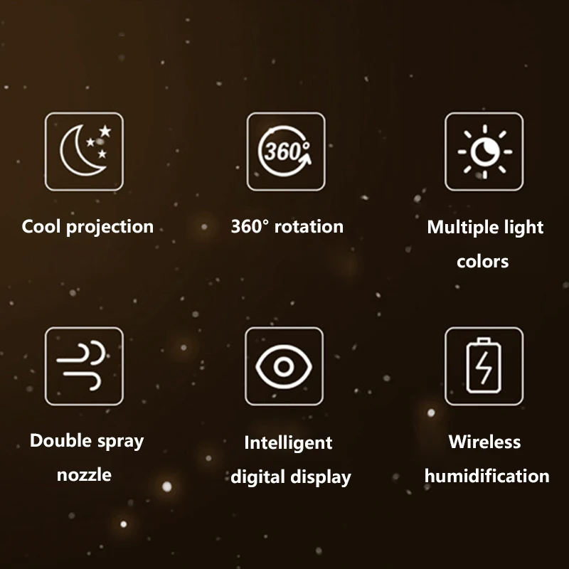 

1L Dual Spray Air Humidifier Large Capacity USB Charging Built-in Battery 4000mAh Timing Power Display Night Light For Home Car