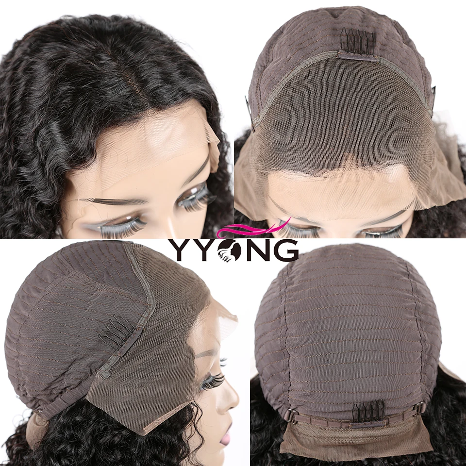 Yyong 13x4 Курчавые Кудрявые человеческие волосы на кружеве парики короткий боб бразильские человеческие волосы на кружеве парик для черных женщин Remy низкое соотношение