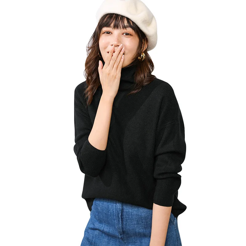 

Fashion Knitted Sweater Women's Turtleneck Loose Pullover Knitting Shirt Outwear Knitted Tops Women's Autumn and Winter Female