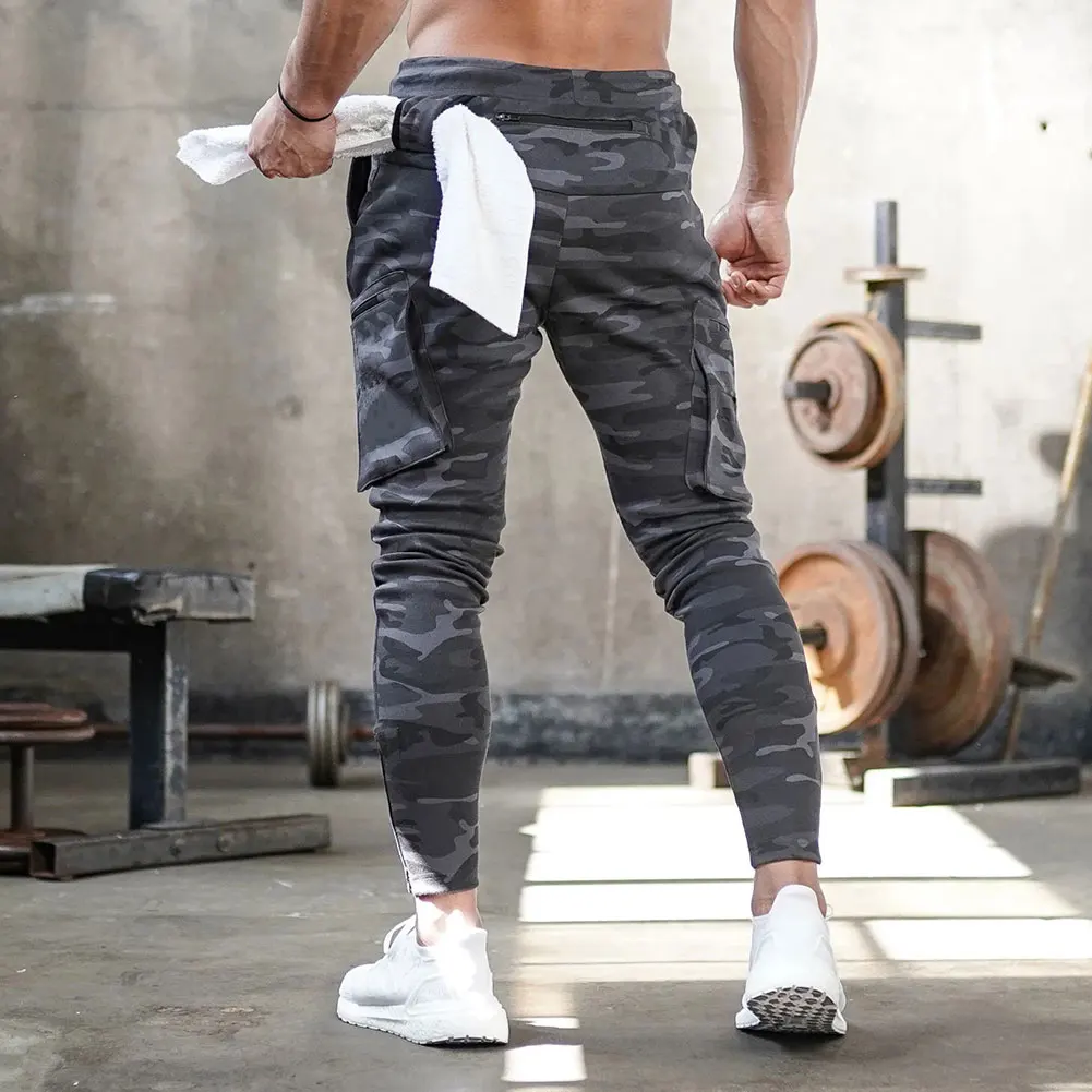 

Men Casual Camouflage Fitness Trousers Breathable Elastic Waist Zipper Jogger Sweatpants with Pocket Overalls