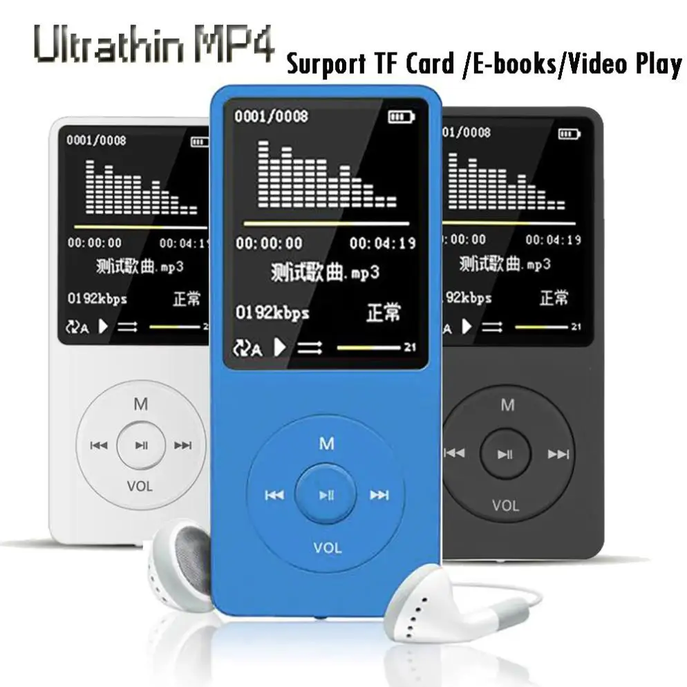Reproductor de música portátil MP4 sin pérdidas, grabadora FM, walkman, mini compatible con música, radio, grabación, compatible con tarjeta TF de 128GB