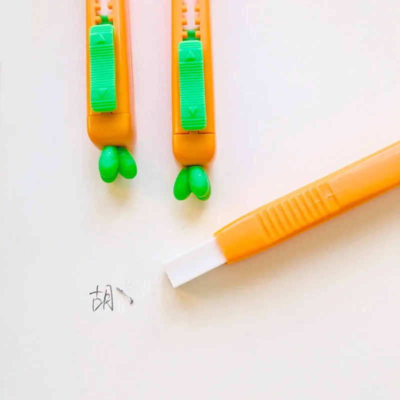 1X Простой нож в виде моркови стильный растягивающийся тонкий резиновый ластик