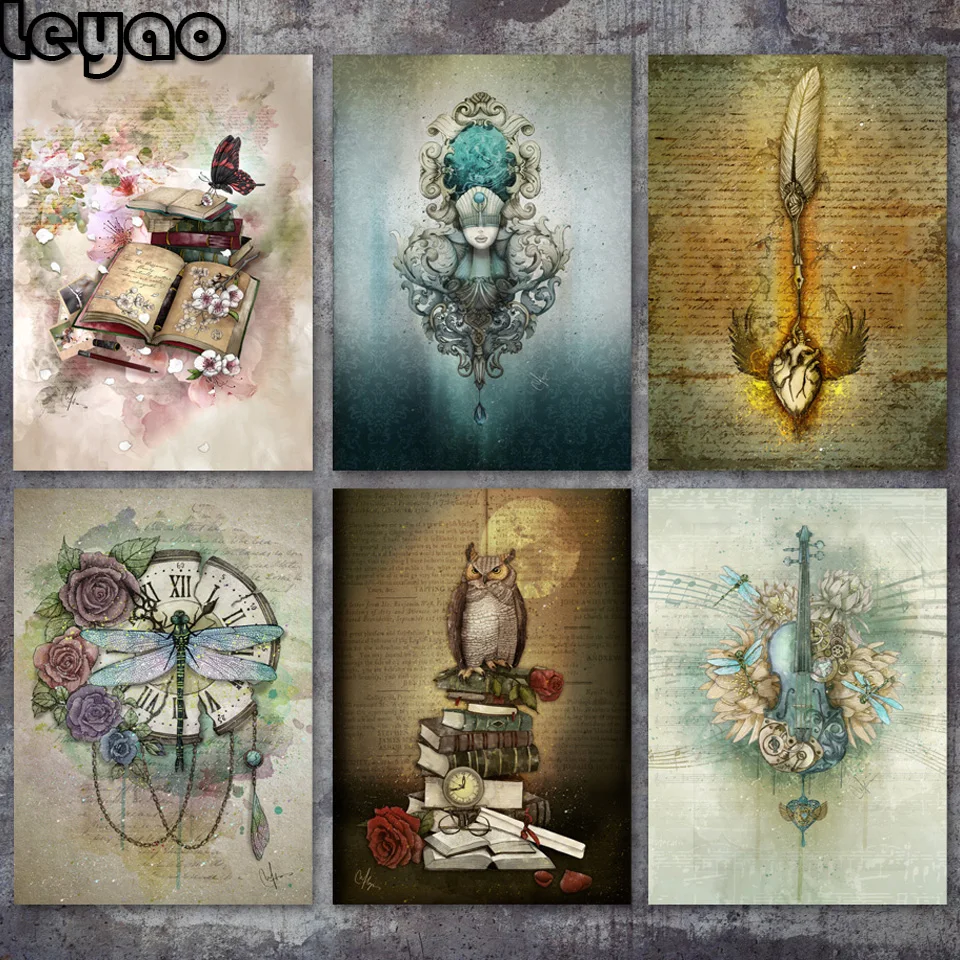 Набор для вышивки крестом картина 5D сделай сам с рисунком бриллиантов круглая