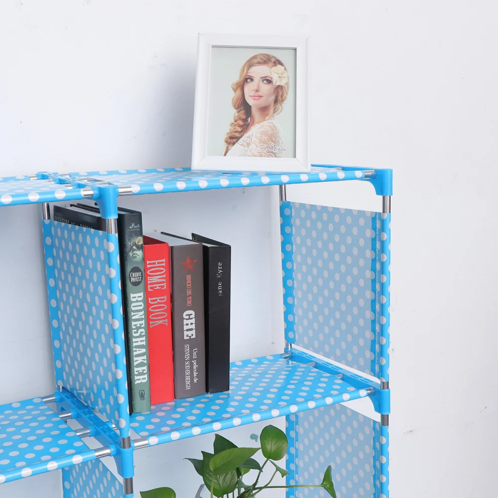 

Bookshelf Beautiful Double Row of Grey Storage Rack Organizer Shelf Book Sundries Ornaments for School Home Library