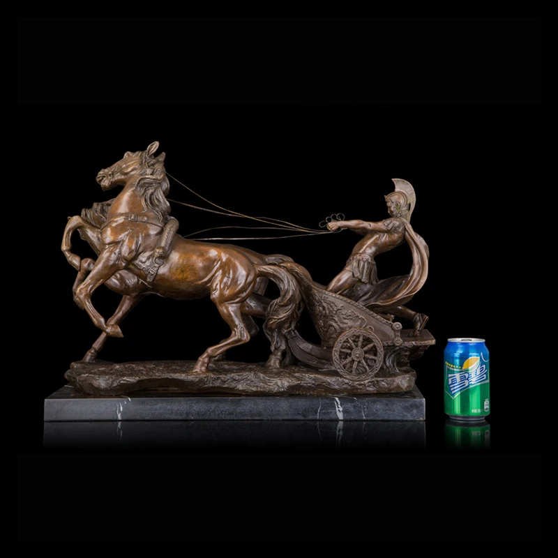 

[MGT] Classical style high quality bronze Apollo chariot with two horses statue sculpture for office ornament