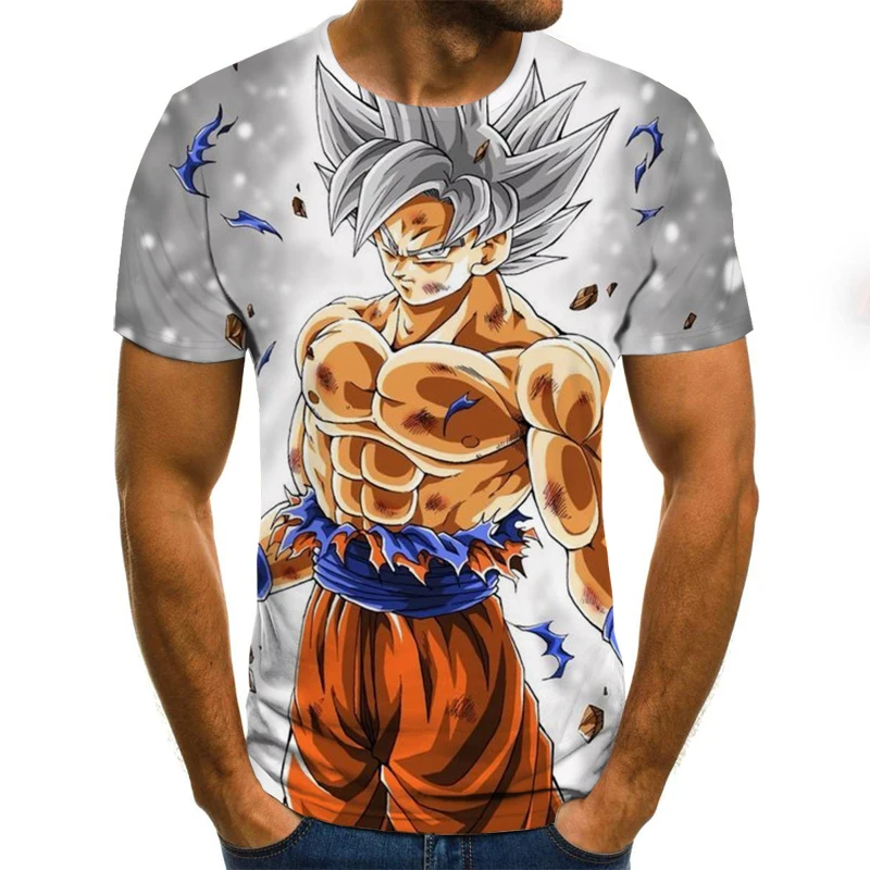 

2021 Summer Fashion New Super Luminous Dragon Ball 3D Printing Anime Men's Short Sleeve Trend Casual T-shirt Apparel 110-6XL
