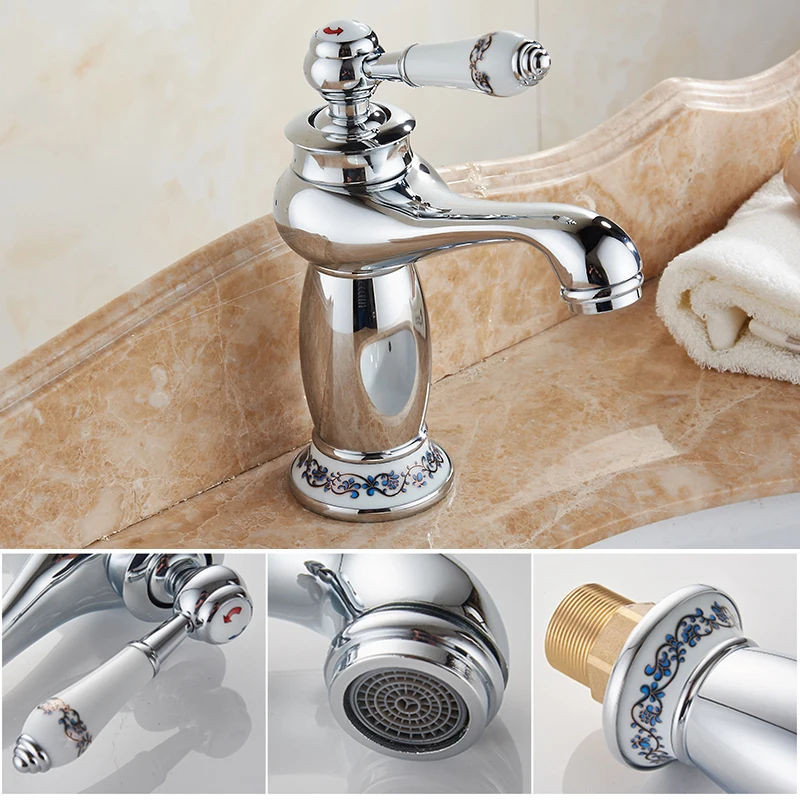 

MOLI Bathroom Sink Faucet Gold Basin Single handle Faucets Diamond Water Mixer Crane Hot Cold Chrome Bath Brass Mixer Tap ML201