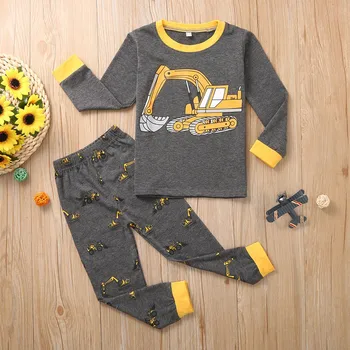 Toddler Baby Boys Clothes Cartoon Car Print Shirt +Pants Sets Baby Kids Pajamas Outfit Winter Boy Clothing 1 2 3 4 5 6 7 8 Years 1