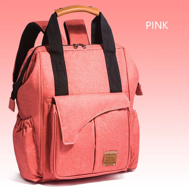 pink diaper bag Сумка для мам и мам, модный дорожный рюкзак для подгузников для мам, многофункциональная водонепроницаемая сумка для детских подгузников для коляски - Цвет: pink diaper bag
