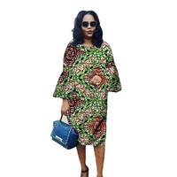 loose style african fashion women ankara clothes colorful print dresses butterfly sleeves weddingparty outfits