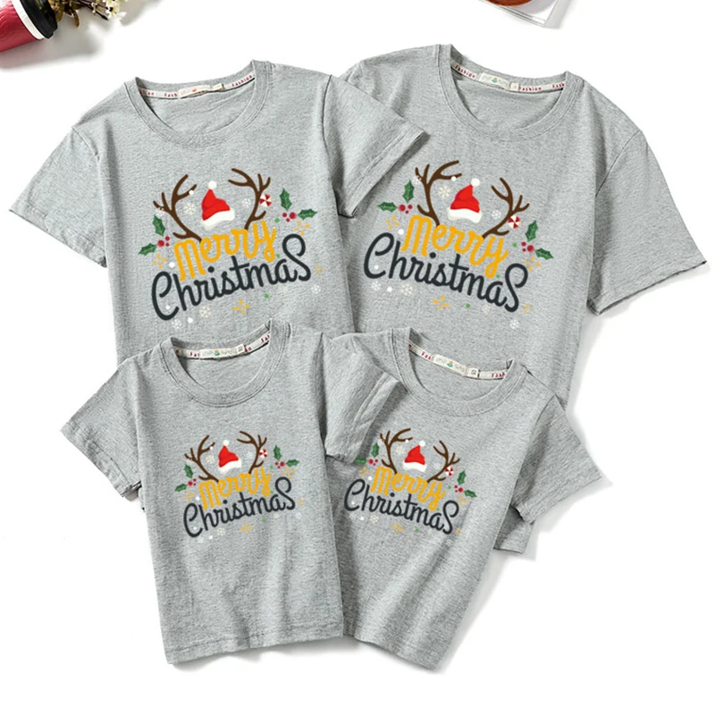Christmas Family Matching Outfits Girls Boy Mom Dad T-shirt Look Mother Daughter Clothes Adult Kids | Мать и ребенок