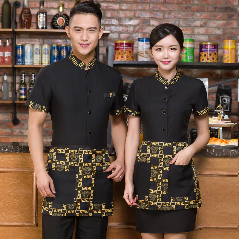 

Novel Dingheng Hotel Work Women Hot Pot Waiter Short Sleeve Farmhouse Uniform
