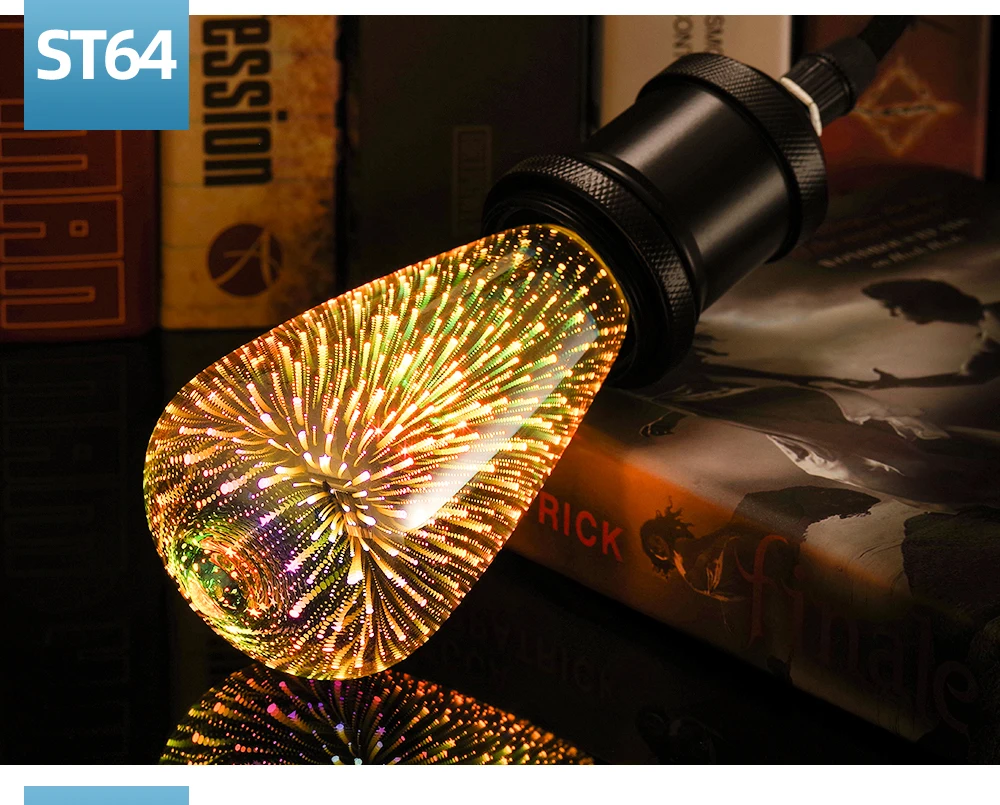 LUCKYLED E27 светодиодный 3D украшения светильник лампы A60 ST64 G80 G95 G125 светодиодный светильник AC220V 240V 110 в ретро-стиле, стилизованные под языки пламени Новинка праздничный светильник s