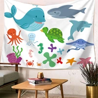 ocean fish tapestry wall hanging bedspread beach towel table cloth home deco beautilf multi print free shipping large size