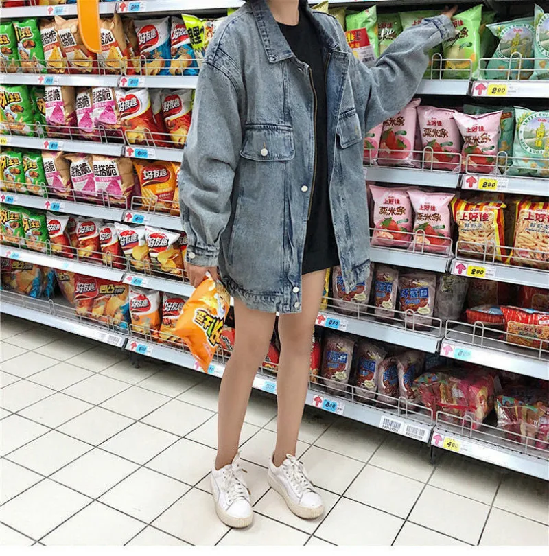 

Spring And Autumn Mid Length Women's Denim Coat Original Night Style Students' Loose And Versatile Retro Made Jacket For Women