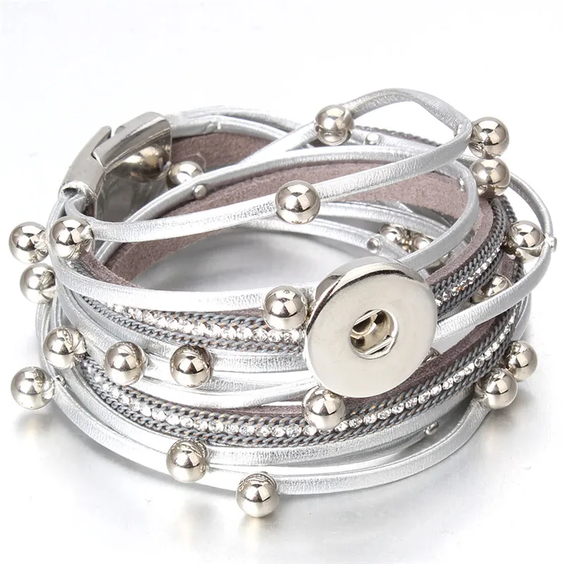 Женский многослойный браслет-застежка в стиле панк черные браслеты с