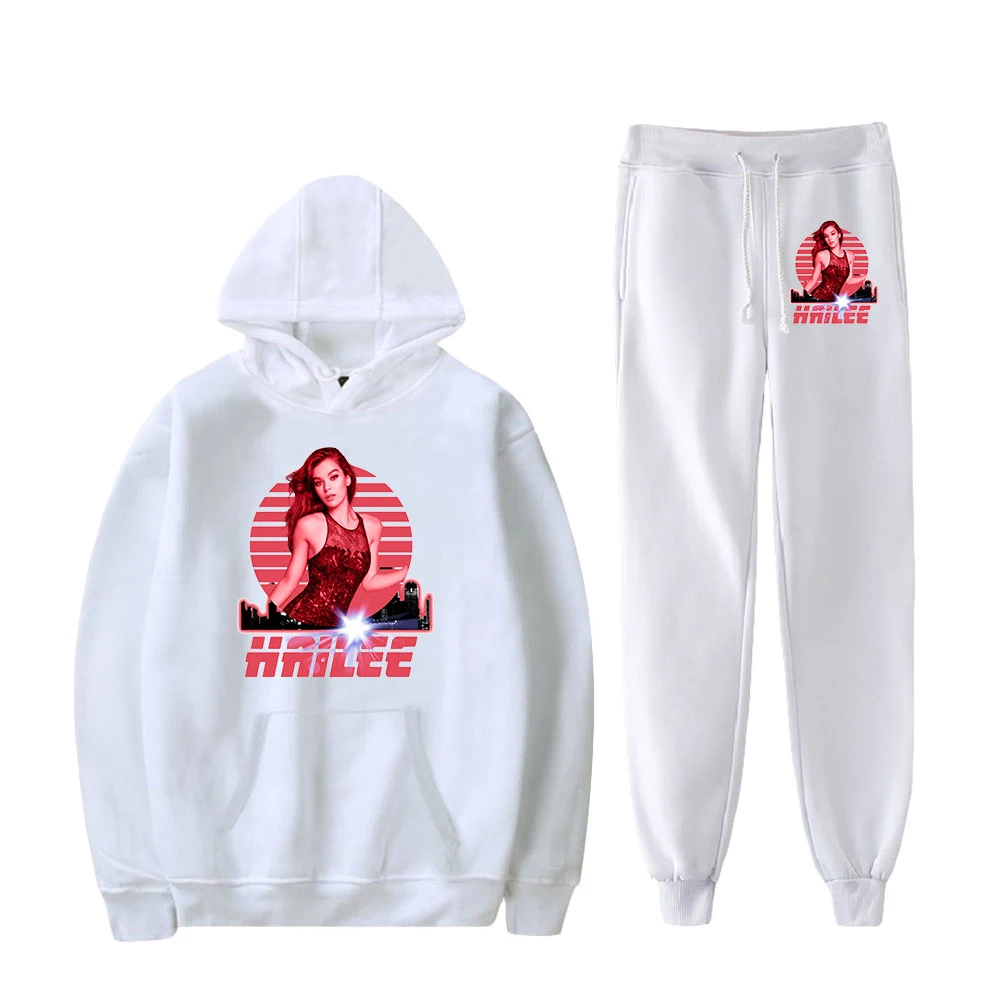 

Hailee Steinfeld Merch Two Piece Set Unisex Hoodie+Jogger Pant Harajuku Streetwear 90s Star Fashion Clothes Men Women Suit