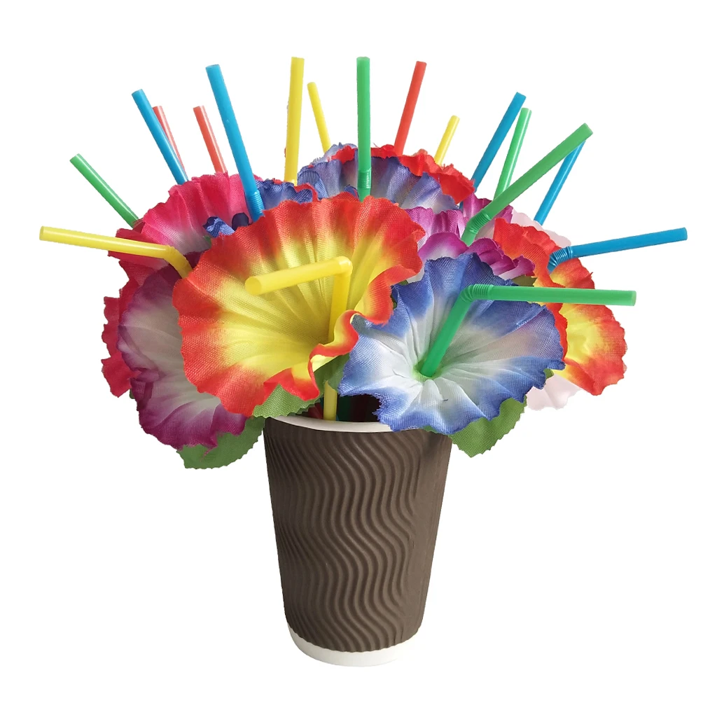 

20 X Multicolor Flower Cocktail Party Straws Party Table Centerpieces Decor