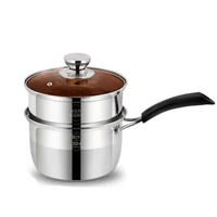 stainless steel milk pot baby food supplement pot hot boiling instant noodle pot milk pot with steamer double bottom soup