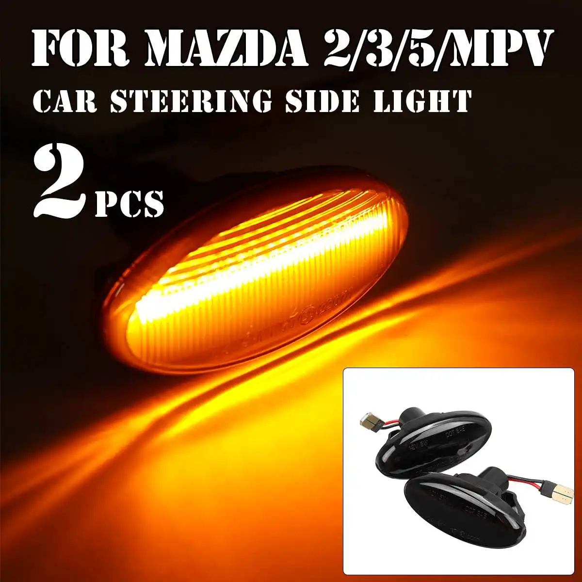 

2PCS Car Led Steering Lamp Turn Light Side Light Side Automobile Turn Signal Light for Mazda 2/3/5/MPV