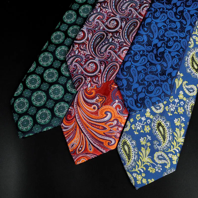 

Mens Wedding Tie Paisley cashew flower dark green Silk Neck Ties For Men Hanky Cufflinks Set Business Party 8cm