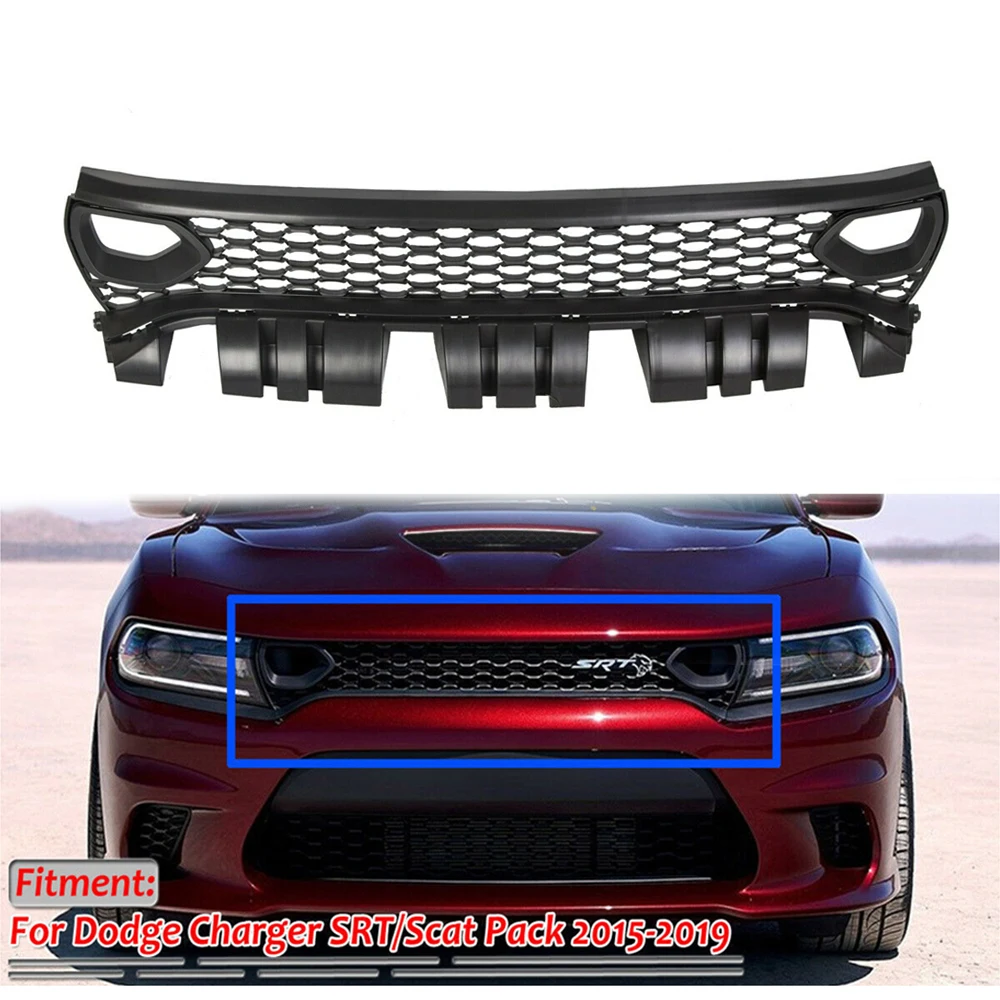 

Передняя решетка-гриль для Dodge Charger SRT 2015-2019 Scat Pack Daytona с закрепкой двойной Впускной верхний бампер стандартная сетка