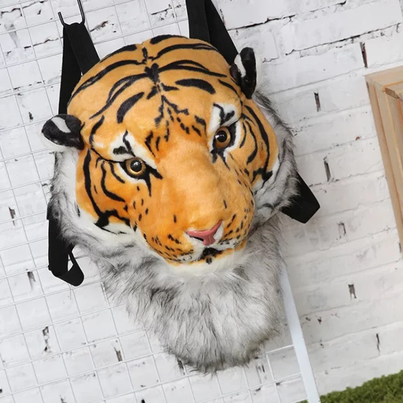 Креативный плюшевый трехмерный рюкзак 2 в 1 с имитацией головы тигра плюшевая