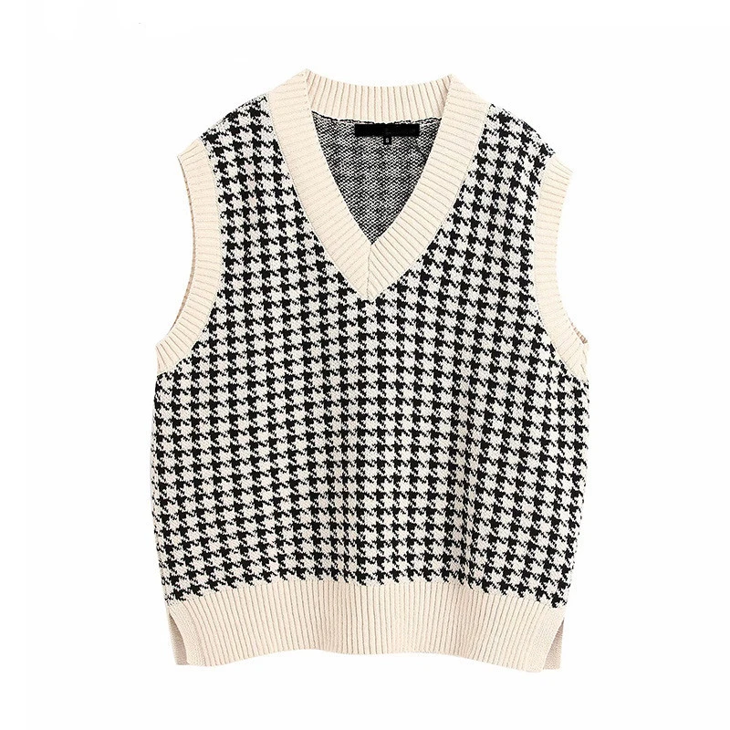 

Women Vest Sweater 2021 Fashion Knitted Sweater Loose Vintage Female Waistcoat Chic Oversize Sweater Tops Women Clothes Outfit