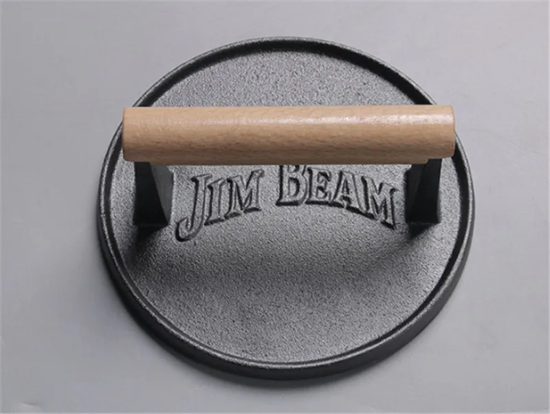 Круглый Большой инструмент для барбекю чугунная деревянная ручка тарелка стейка