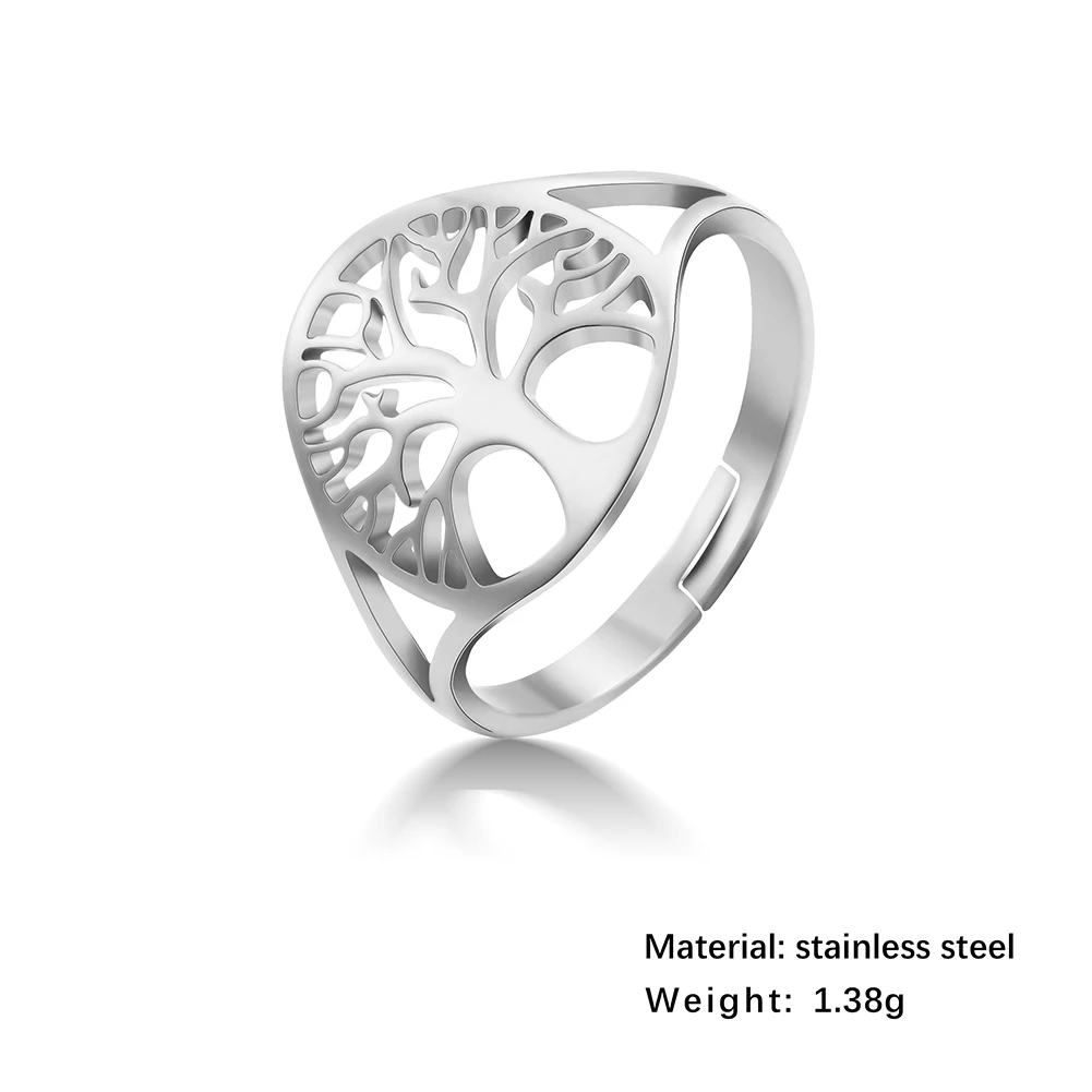 Fishhook Древо жизни цветок талисман розовое золото цвет нержавеющая сталь кольцо