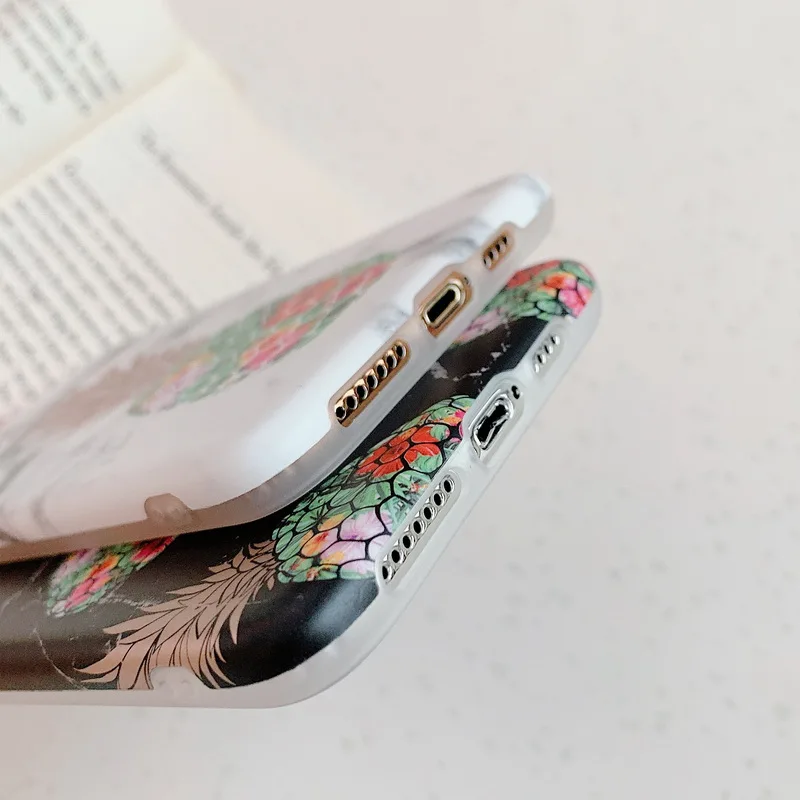 Мягкий чехол IMD с мраморной текстурой для iPhone X XS Max XR рисунком ананаса 11 Pro 6 6s 7 8 Plus