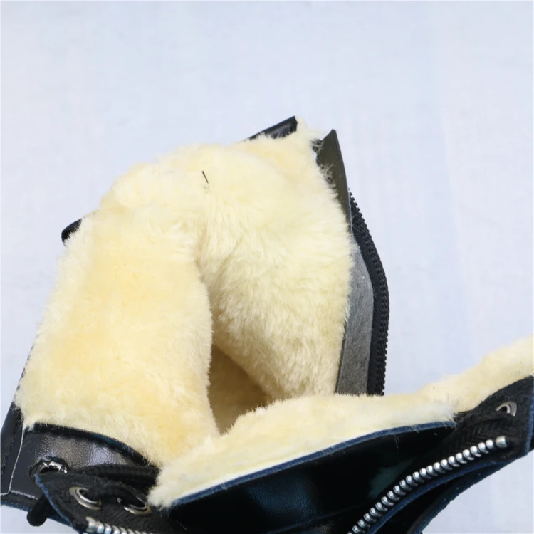 Women Flat Platform Ankle Boots Warm Winter Black Lace Up Medium Creepers Shoes Martin Fashion Party Footwear | Обувь