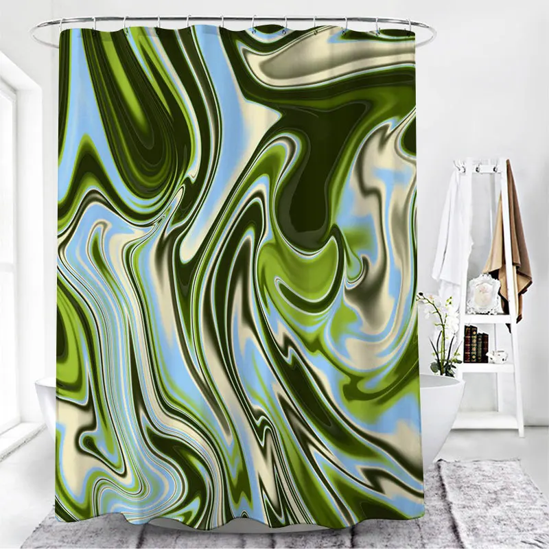 Занавеска для душа из полиэстера с принтом бабочек и психоделических узоров