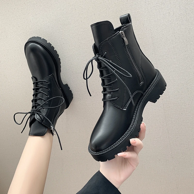 

2021 новые ботинки Martin женские модные повседневные Черные короткие ботинки в британском стиле однотонные универсальные и удобные ботинки те...