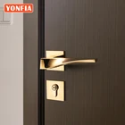 Ручка для межкомнатной двери YONFIA, золотистая дверная ручка из ПВХ 8041 в современном дизайне, для интерьера, дверного замка