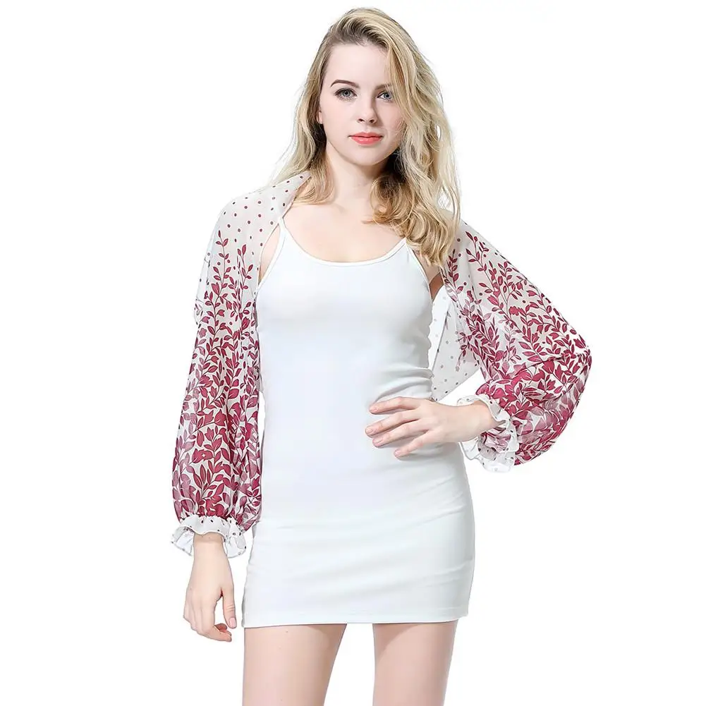 

Women Leaf Dot Print Summer Beach Long Sleeve Sunscreen Cardigan Cover Up Shawl Loose Fit Cool Thin Long Sleeves Shawl For Beach