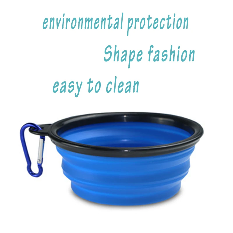Дорожная складывающийся силиконовый скотч с подвеской для питомца миска еды